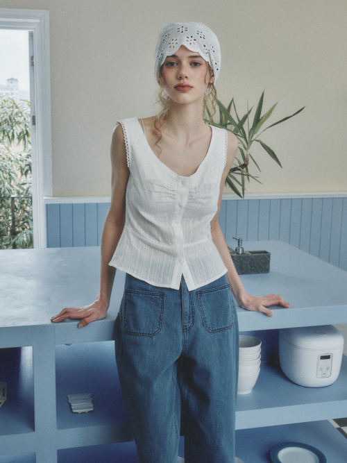 ATHENA round neck vest_WHITE
