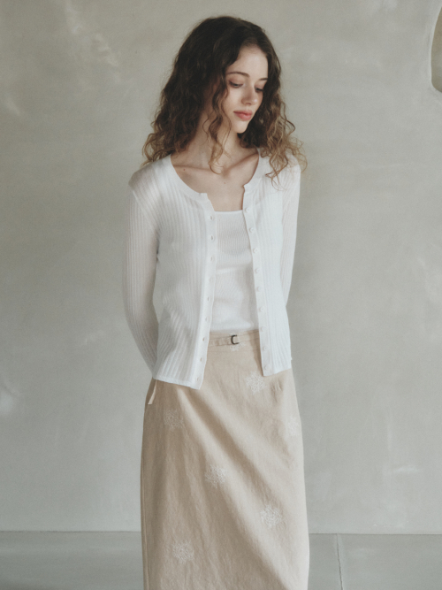 VERA metal knit sleeveless cardigan SET_IVORY