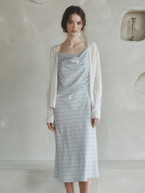 COLIN linen sheer knit cardigan_IVORY
