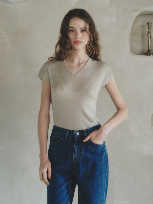 LONDI v-neck wool knit_BEIGE