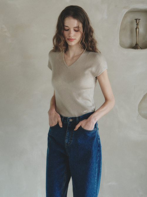 LONDI v-neck wool knit_BEIGE