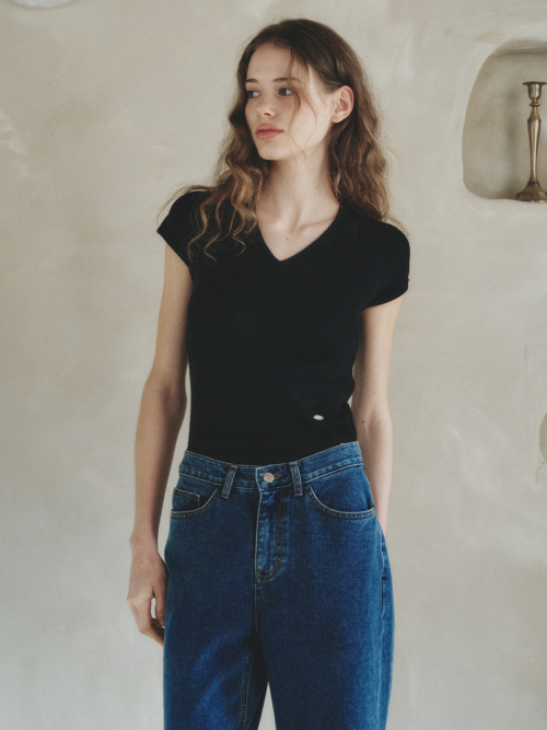 LONDI v-neck wool knit_BLACK