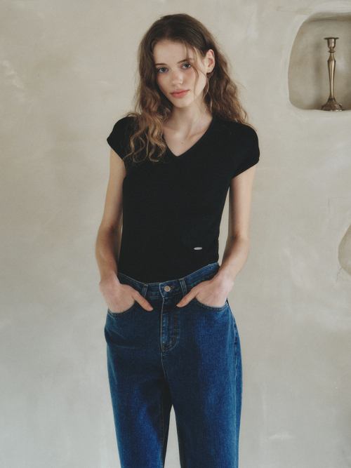 LONDI v-neck wool knit_BLACK