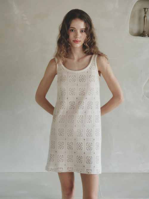 ALLEN crochet mini dress_BEIGE