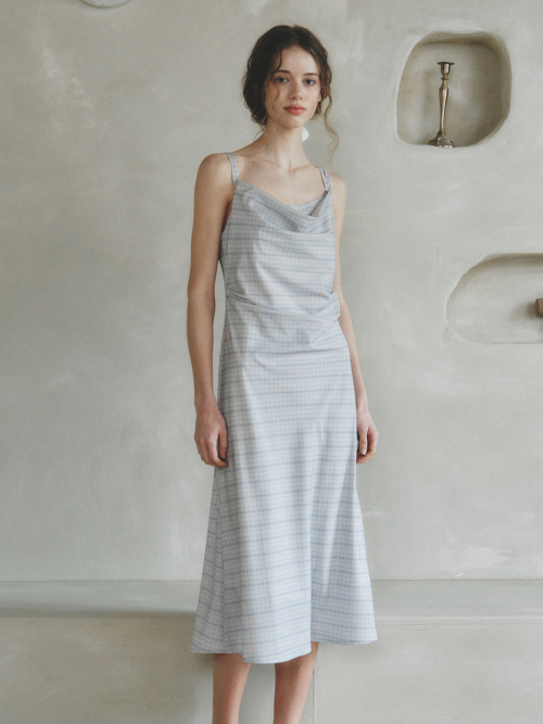 LABETTI check long sleeveless dress_GRAY CHECK