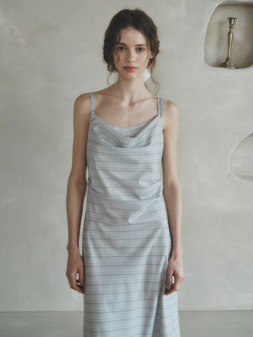 LABETTI check long sleeveless dress_GRAY CHECK