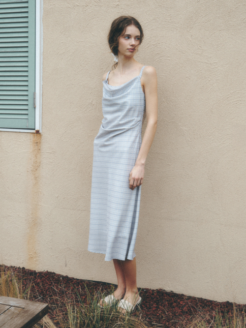 LABETTI check long sleeveless dress_GRAY CHECK