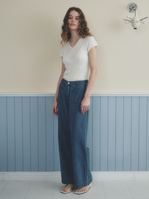 MAJE wide retro pocket jeans_BLUE