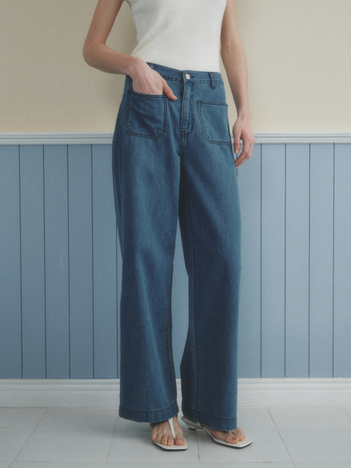 MAJE wide retro pocket jeans_BLUE