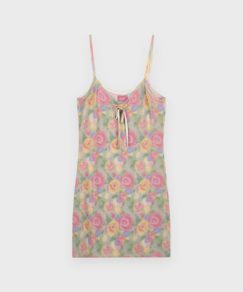[BABYMONSTER worn by Asa] Flower Print Sleeveless Knit Dress (Green)
