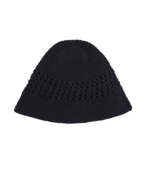CROCHET COTTON BUCKET HAT IN BLACK