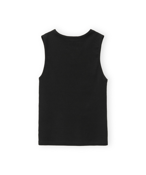 W V Neck Top Sleeveless, Black