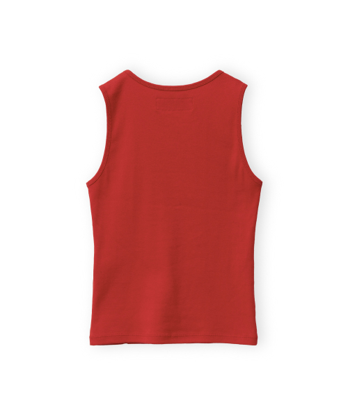 W V Neck Top Sleeveless, Red