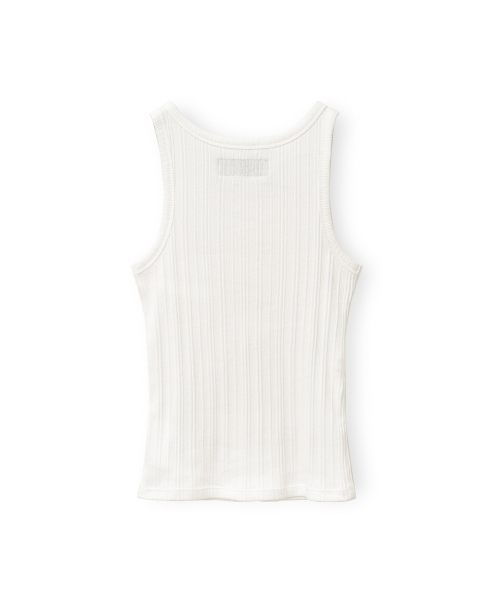 W Ribbed Sleeveless Top, Ivory