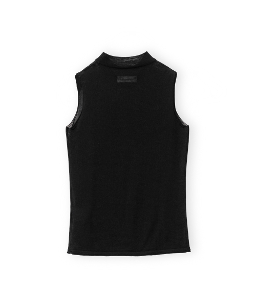 W Mock Neck Sleeveless Knit, Black