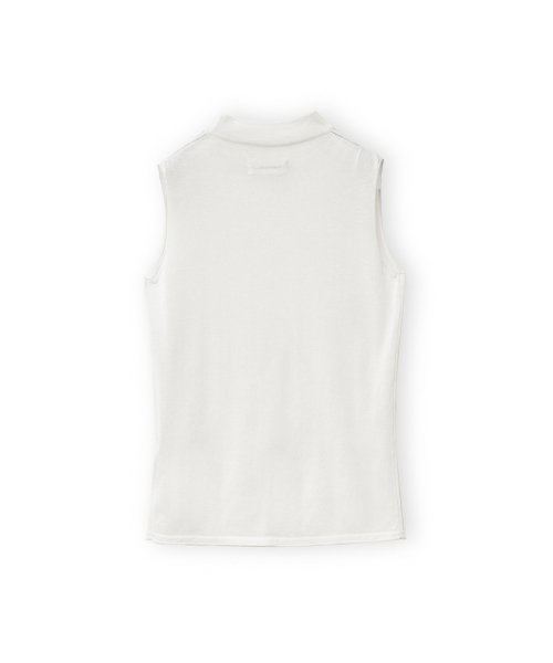 W Mock Neck Sleeveless Knit, White