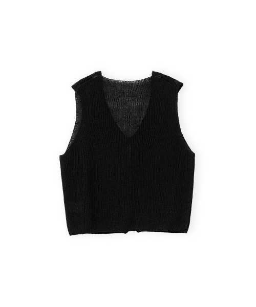 W Paper Cotton Knit Vest, Black