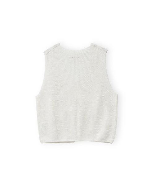 W Paper Cotton Knit Vest, Ivory