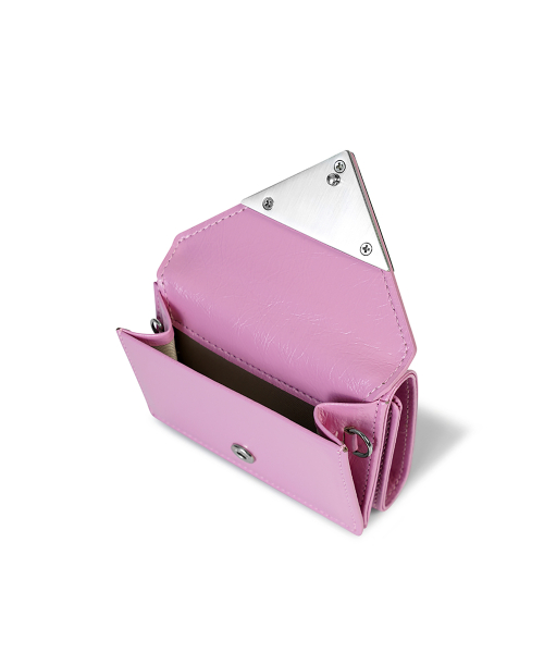 CRINKLE TRIANGLE TRIPLE WALLET - LILAC PINK