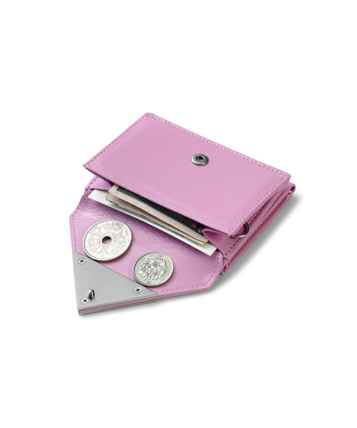 CRINKLE TRIANGLE TRIPLE WALLET - LILAC PINK