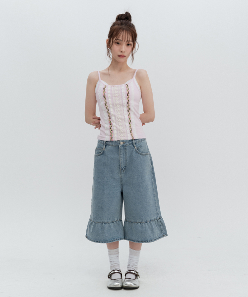 디스코데님 러플 버뮤다팬츠