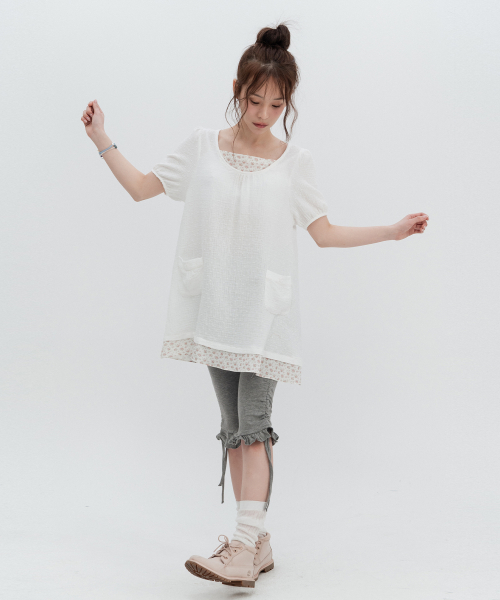 Flower Puff Sleeve Mini Dress