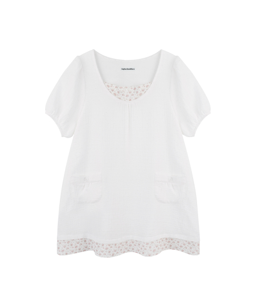 Flower Puff Sleeve Mini Dress