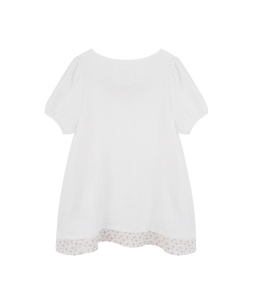 Flower Puff Sleeve Mini Dress