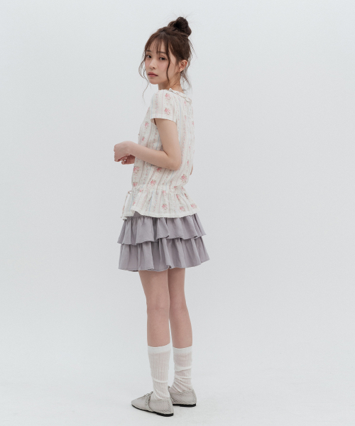 Frill Neck Puff Sleeve Blouse