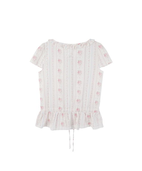 Frill Neck Puff Sleeve Blouse