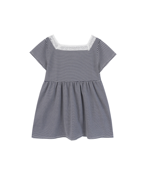 Square Neck Stripe Short Sleeve