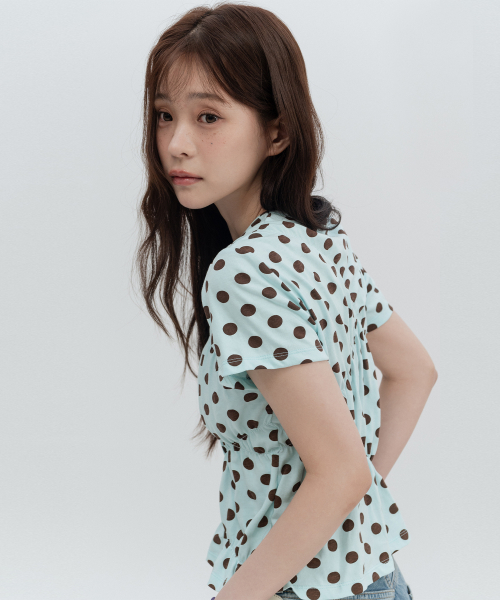 도트 라인셔링 숏슬리브_민트