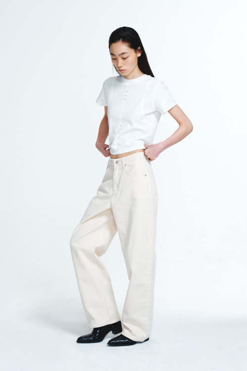 TWILL COTTON JEANS IN OATMEAL