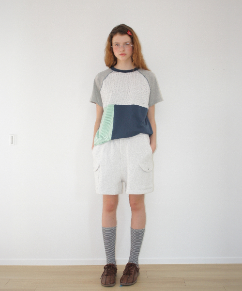MIX FABRIC RAGLAN T SHIRT MINT