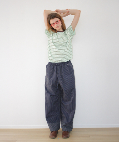 MULTI PATTERN HEART STRIPE SHORT SLEEVE GREEN