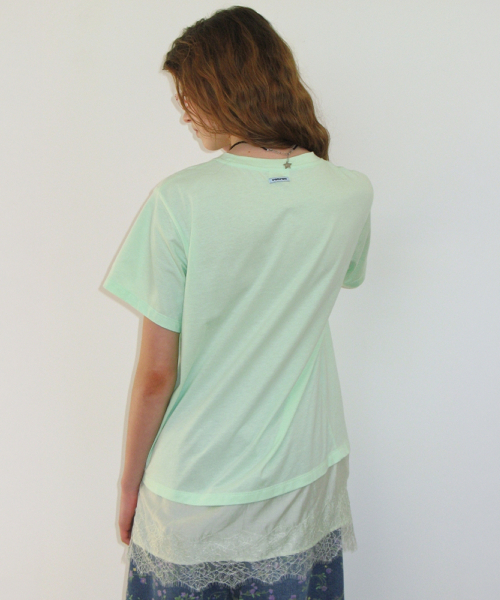 SATIN LACE LAYERED T SHIRT MINT
