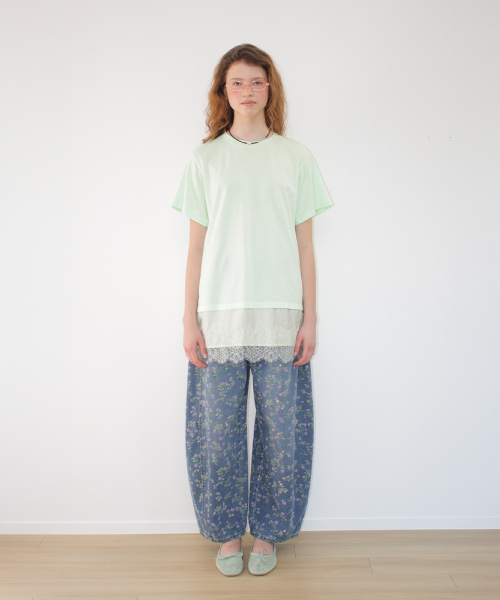 SATIN LACE LAYERED T SHIRT MINT