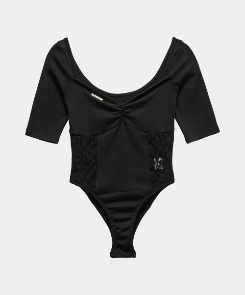 Bust Line Lace Bodysuit (Black)
