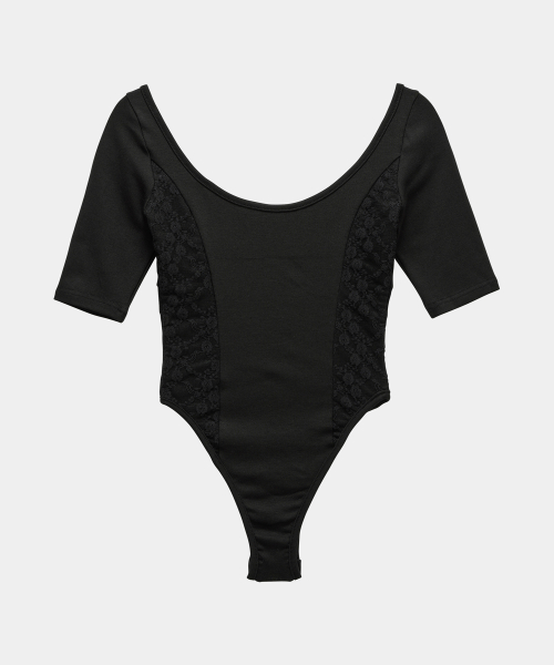 Bust Line Lace Bodysuit (Black)
