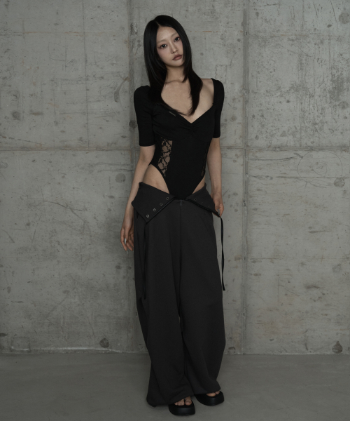 Bust Line Lace Bodysuit (Black)