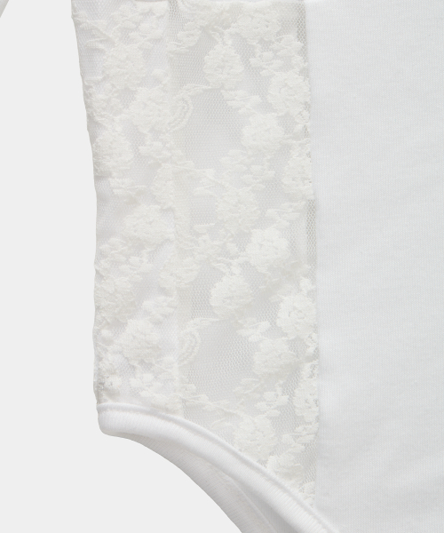 Bust Line Lace Bodysuit (White)