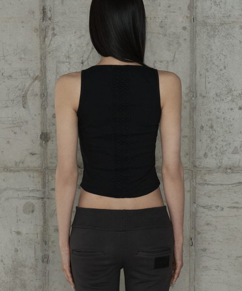 Crochet Point Short Sleeve (Black)