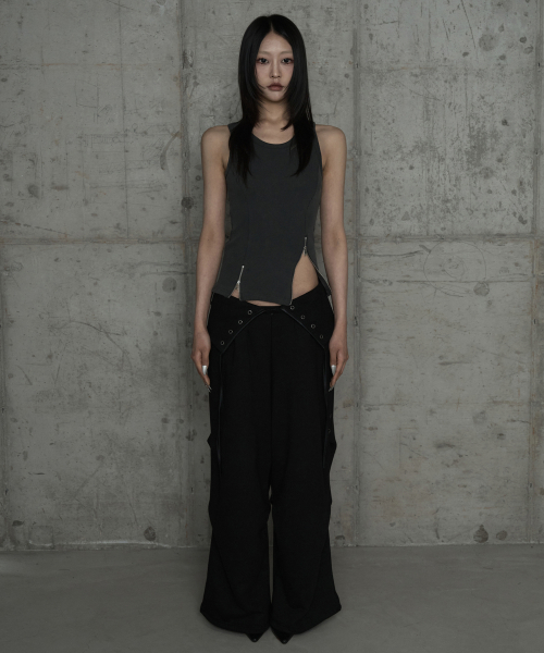 Double Rib Pintuck Training Pants (Black)