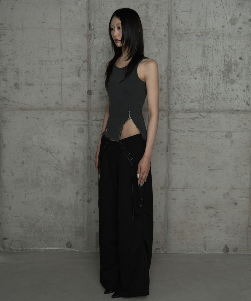 Double Rib Pintuck Training Pants (Black)