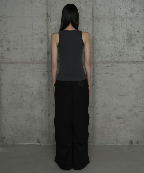 Double Rib Pintuck Training Pants (Black)