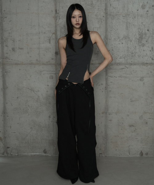 Double Rib Pintuck Training Pants (Black)