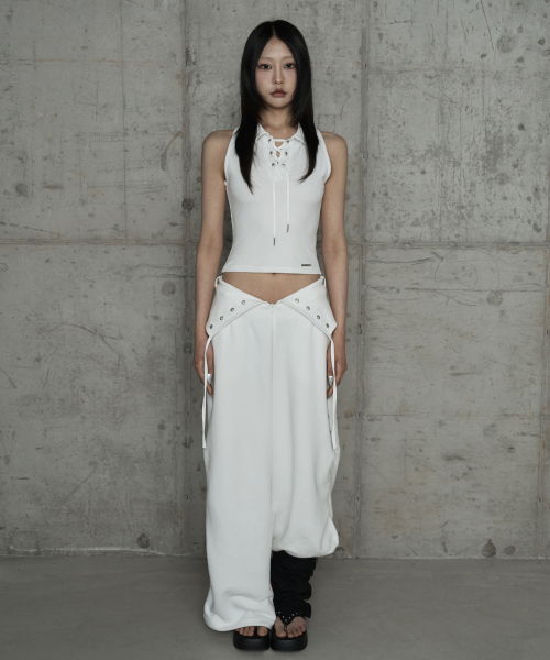 Double Rib Pintuck Training Pants (White)
