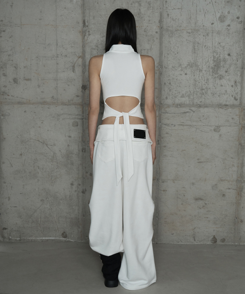 Double Rib Pintuck Training Pants (White)