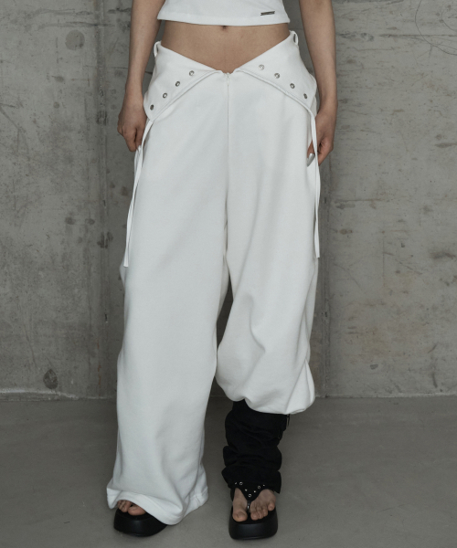Double Rib Pintuck Training Pants (White)