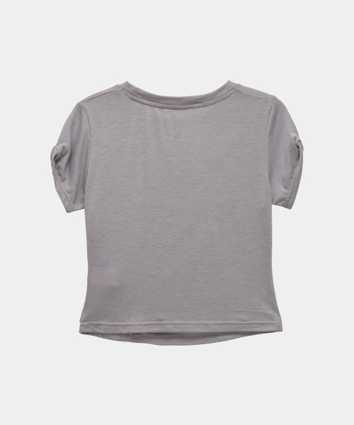 Drape Pintuck Zipper Roll-Up Short Top (Gray)